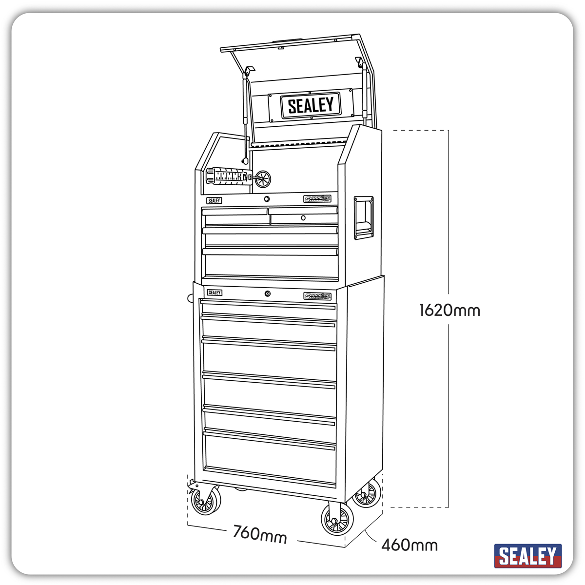 Superline PRO® Black Edition Tool Chest Combination with Power Strip 680mm, 9 Drawer (AP27BESTACK)