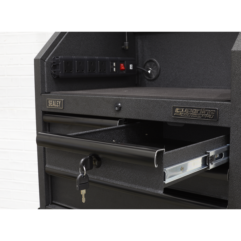 Superline PRO® Black Edition Tool Chest Combination with 9 Soft Close Drawers & Power Strip