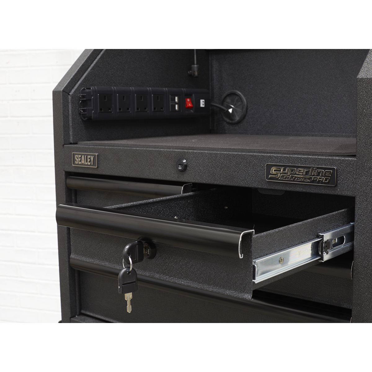 Superline PRO® Black Edition Tool Chest Combination with 9 Soft Close Drawers & Power Strip