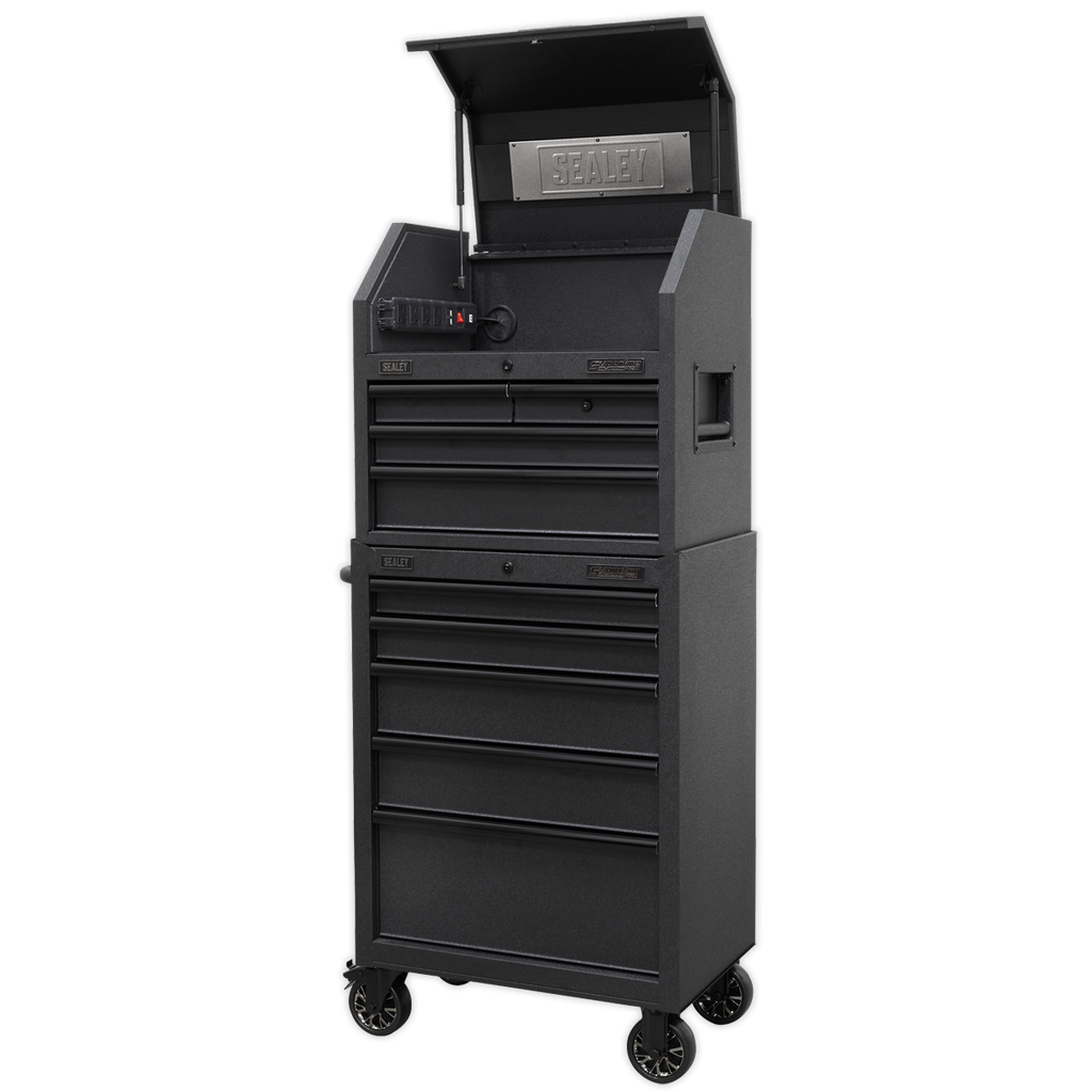 Superline PRO® Black Edition Tool Chest Combination with 9 Soft Close Drawers & Power Strip