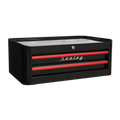 Premier™ Retro Style Mid-Box Tool Chest 2 Drawer - Black with Red Anodised Drawer Pulls