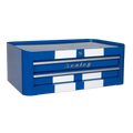 Premier™ Retro Style Mid-Box Tool Chest 2 Drawer - Blue with White Stripes