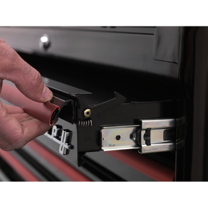 Premier™ Retro Style Topchest 4 Drawer - Black with Red Anodised Drawer Pulls