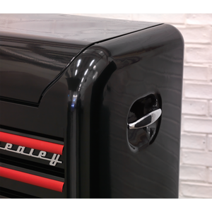 Premier™ Retro Style Topchest 4 Drawer - Black with Red Anodised Drawer Pulls