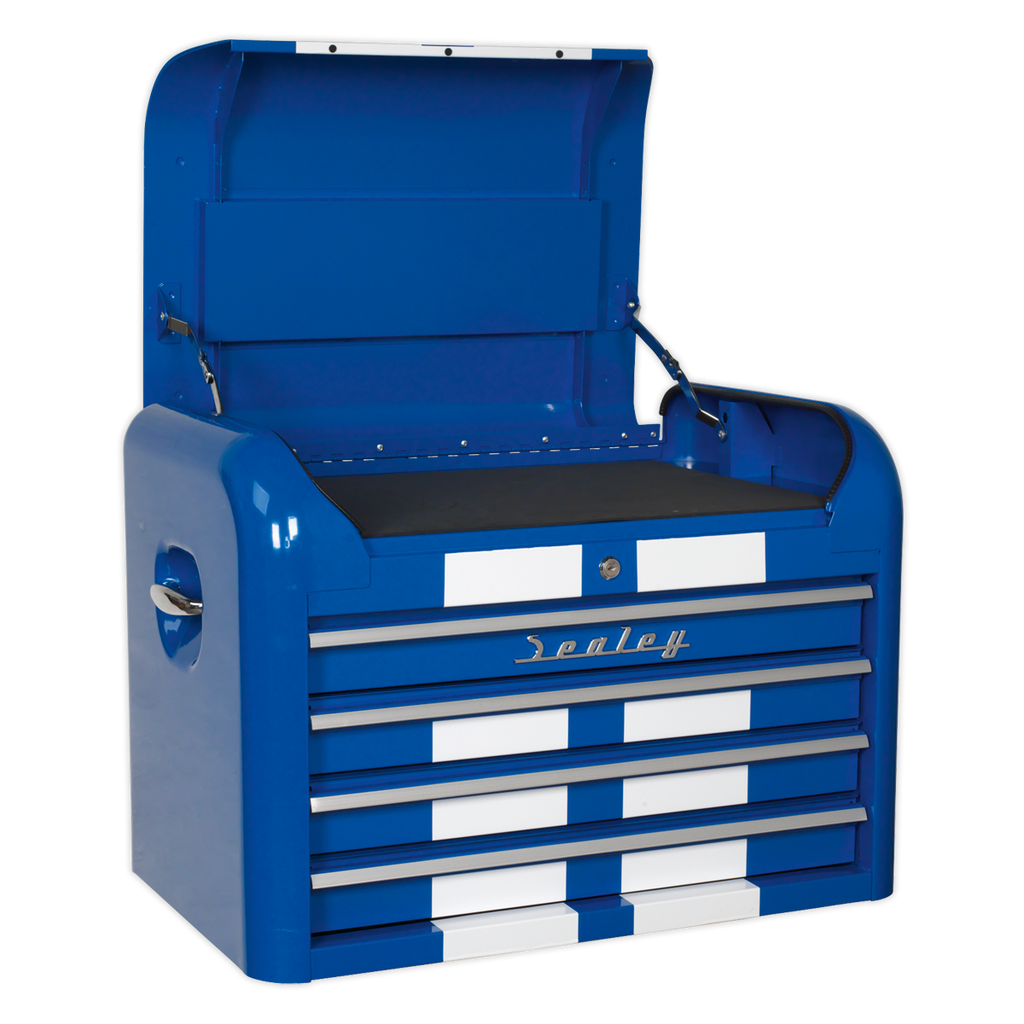 Premier™ Retro Style Topchest 4 Drawer - Blue with White Stripes