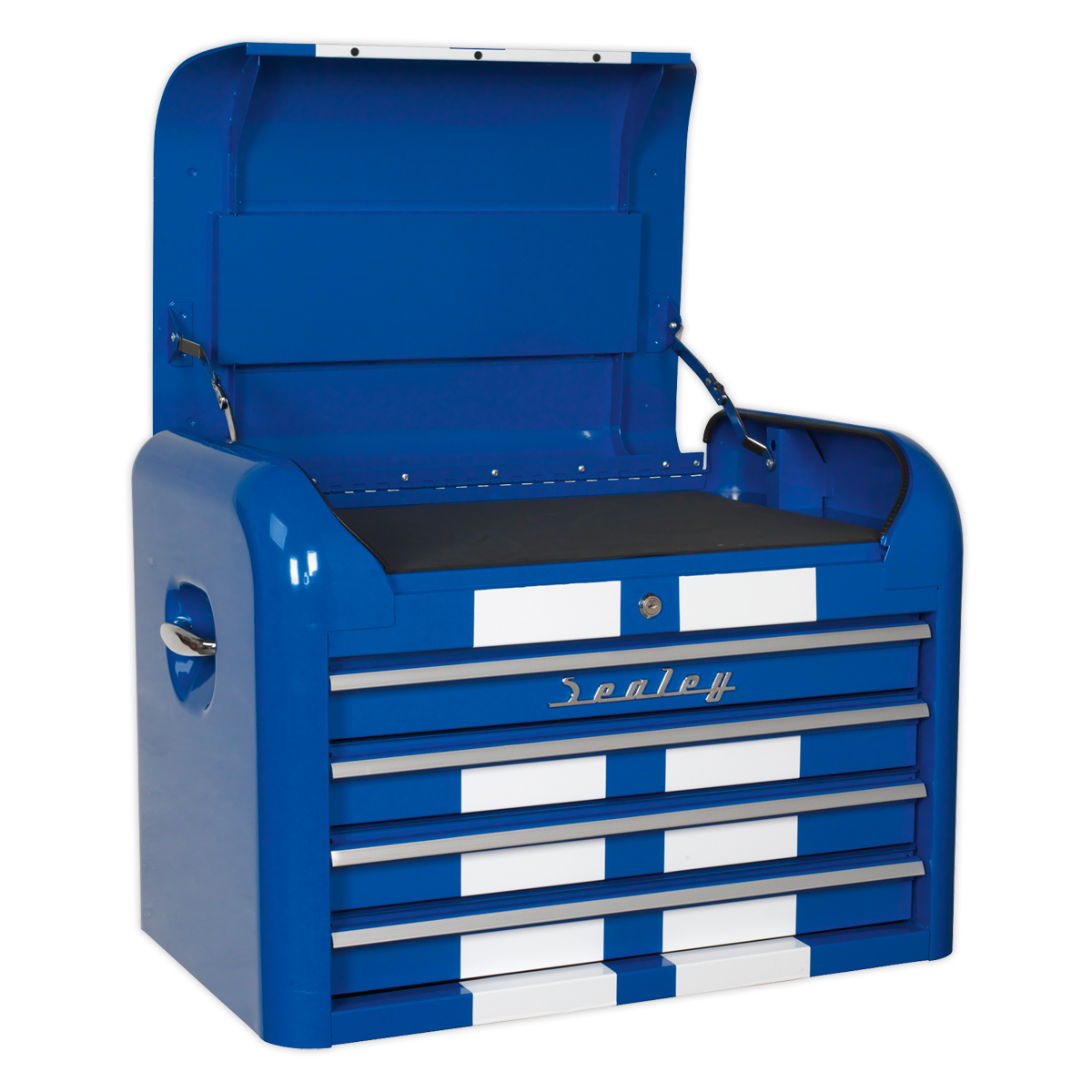 Premier™ Retro Style Topchest 4 Drawer - Blue with White Stripes