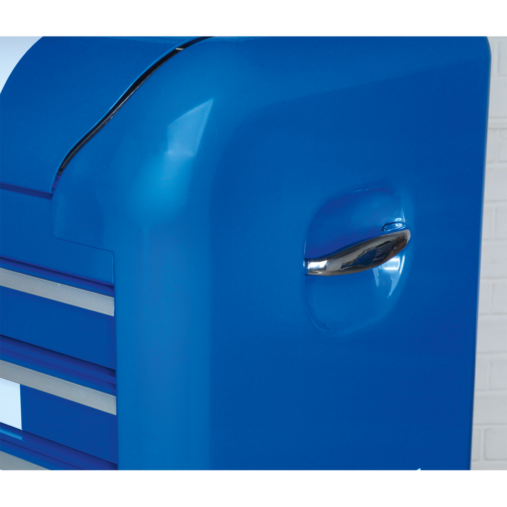Premier™ Retro Style Topchest 4 Drawer - Blue with White Stripes