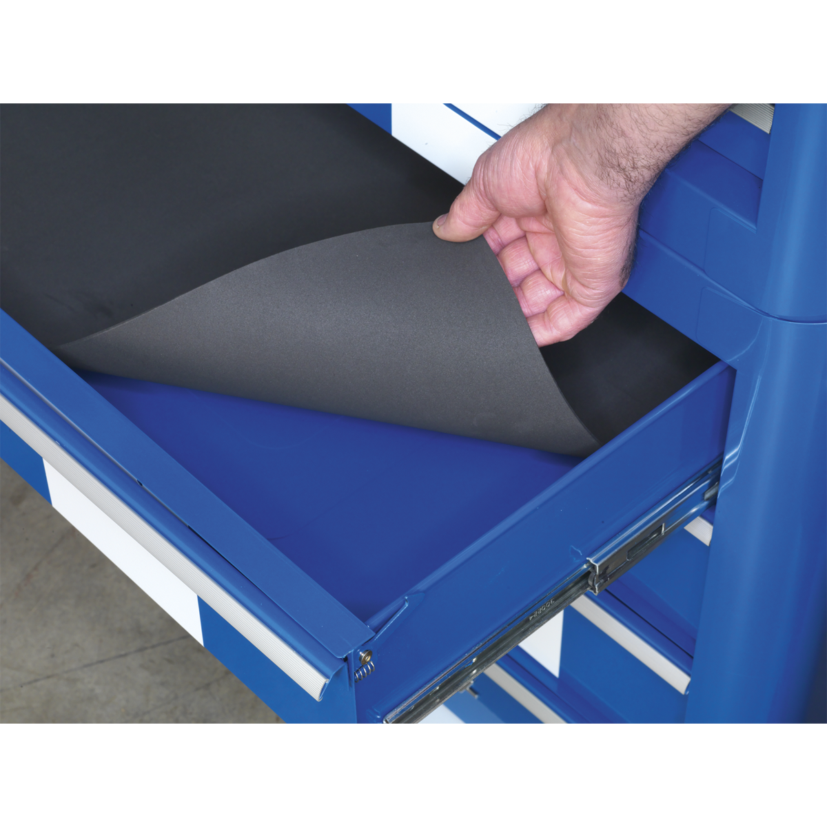 Premier™ Retro Style Topchest, Mid-Box Tool Chest & Rollcab Combination 10 Drawer - Blue with White Stripes