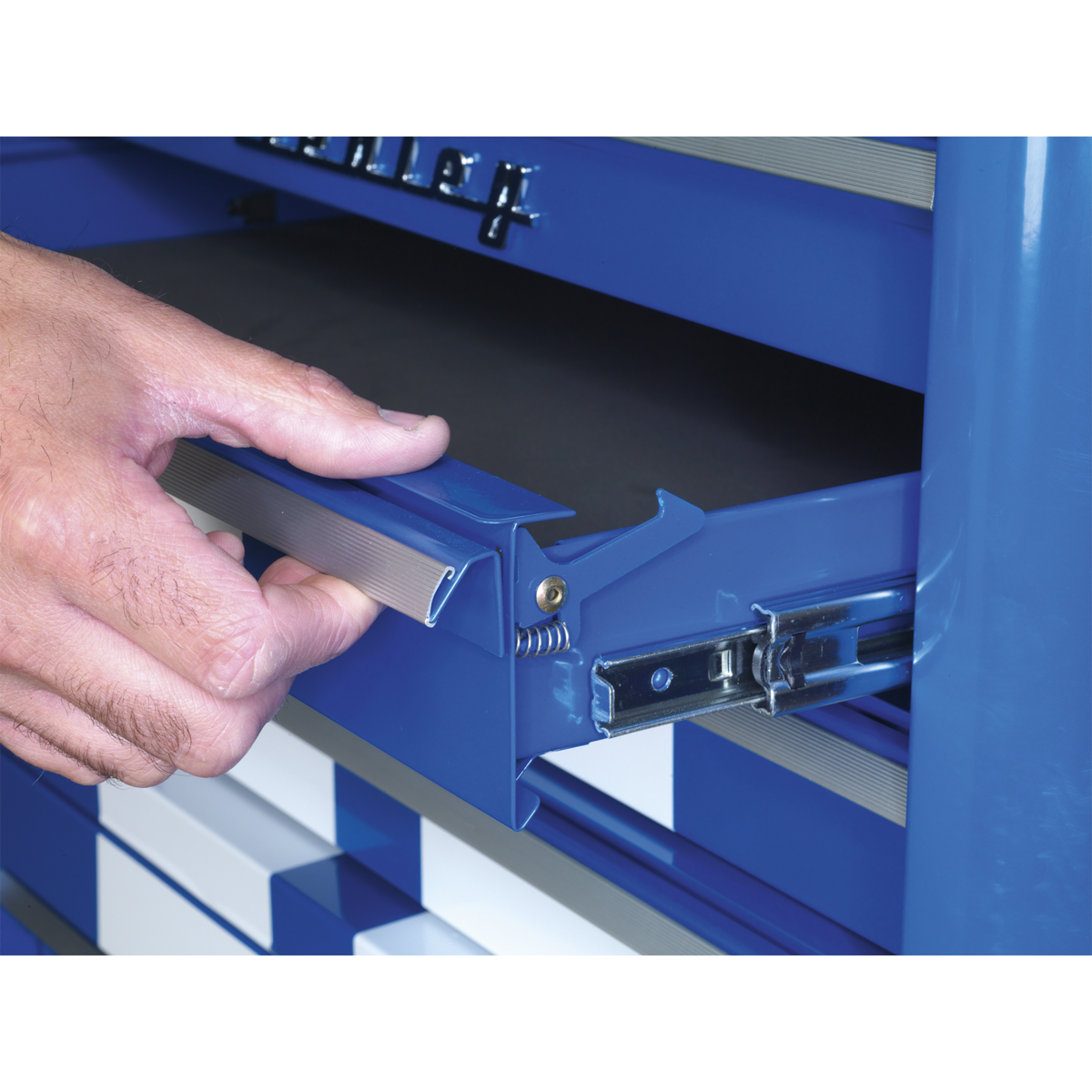 Premier™ Retro Style Rollcab 4 Drawer - Blue with White Stripes