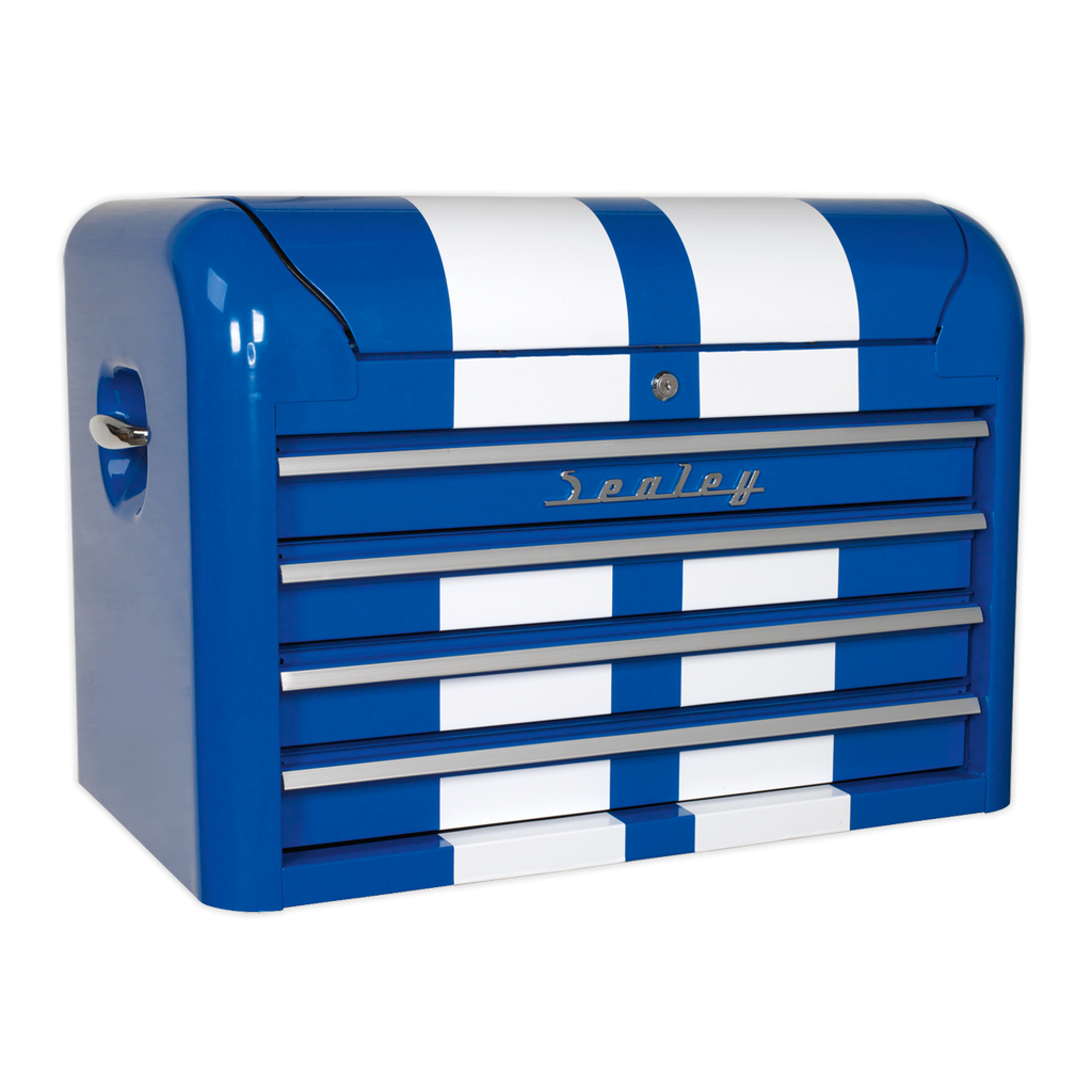 Premier™ Retro Style Topchest 4 Drawer - Blue with White Stripes