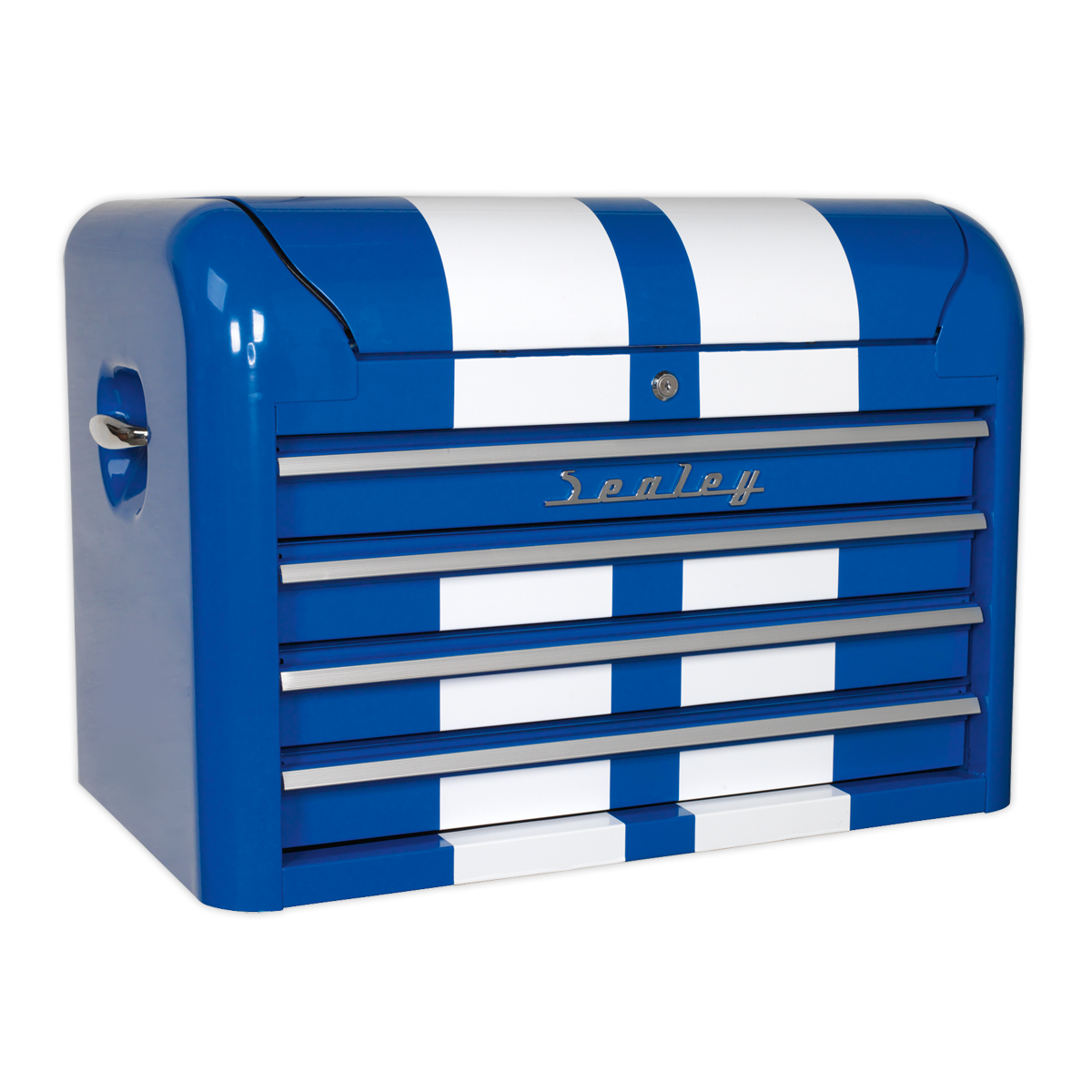 Premier™ Retro Style Topchest 4 Drawer - Blue with White Stripes