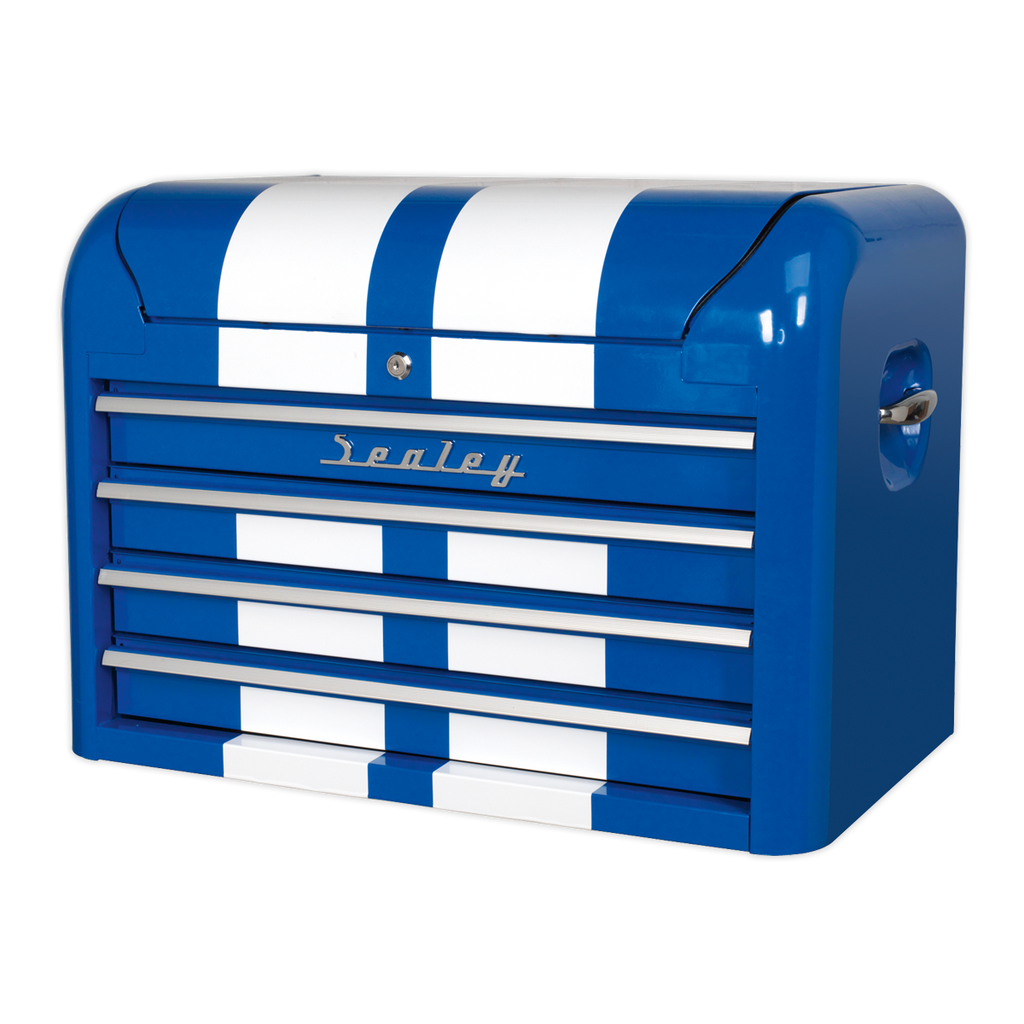 Premier™ Retro Style Topchest 4 Drawer - Blue with White Stripes