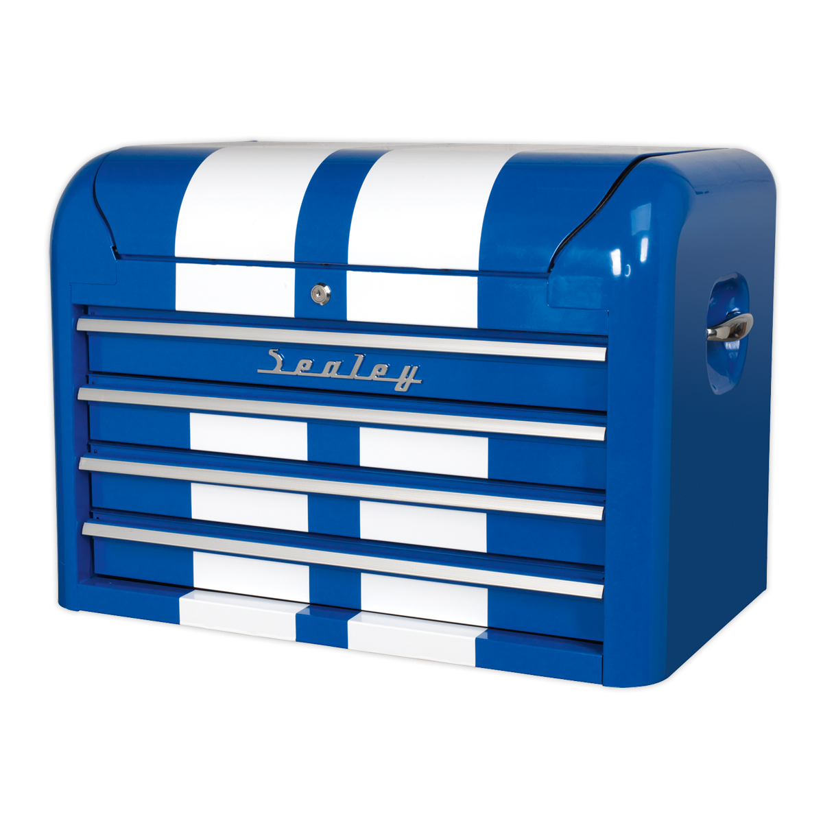 Premier™ Retro Style Topchest 4 Drawer - Blue with White Stripes