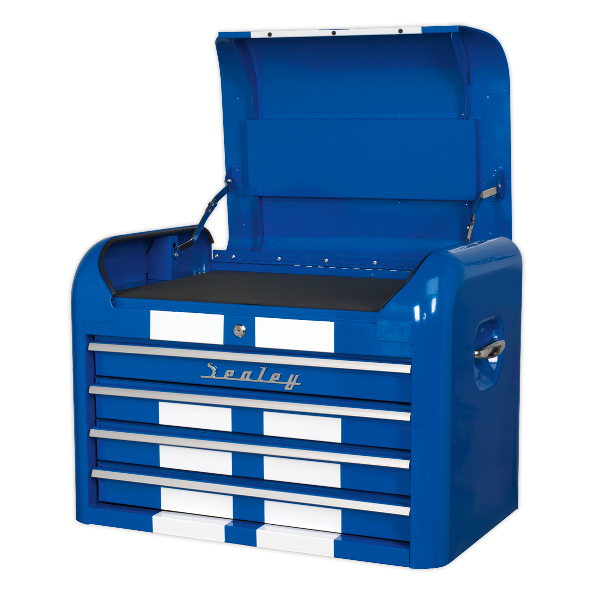 Premier™ Retro Style Topchest 4 Drawer - Blue with White Stripes