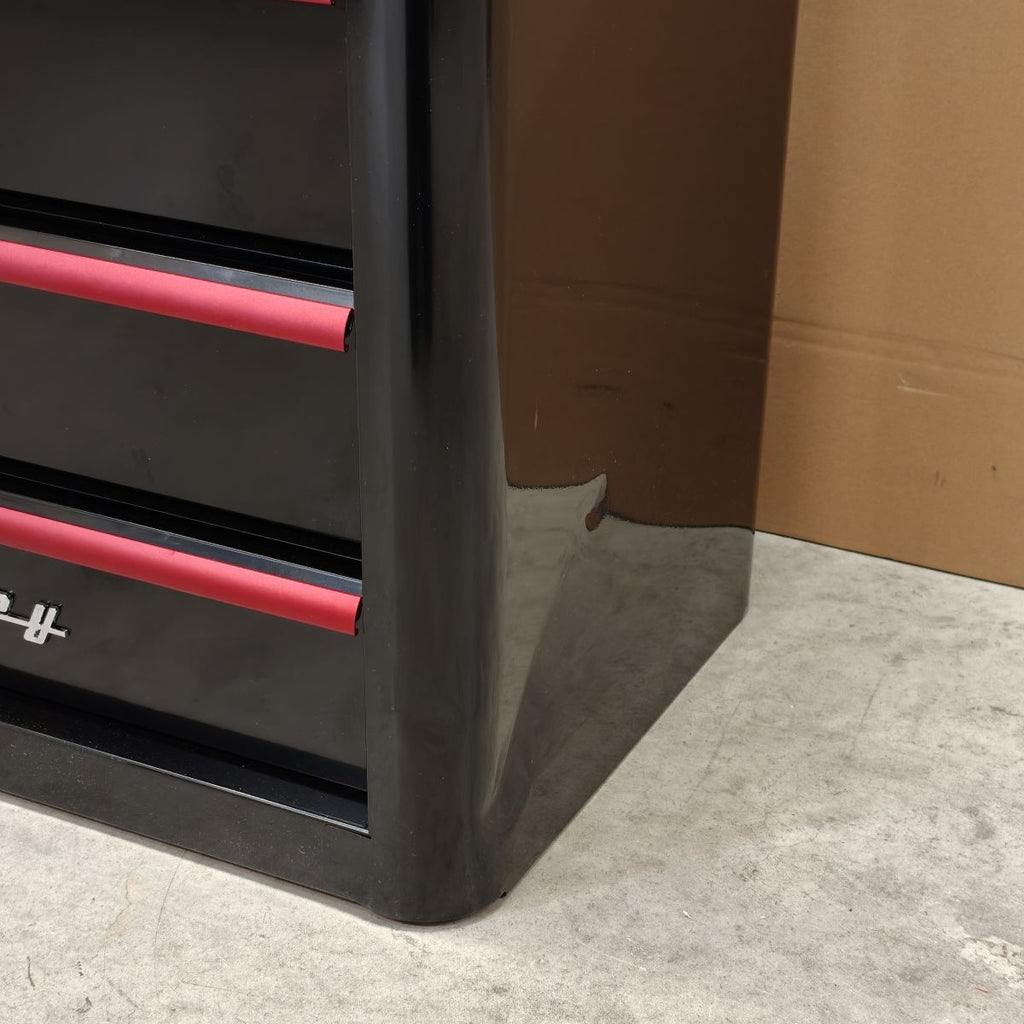 Premier™ Retro Style Rollcab, 4 Drawer, Black with Red Anodised Drawer Pulls (AP28204BR)