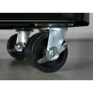 Premier™ Retro Style Rollcab 4 Drawer - Black with Red Anodised Drawer Pulls