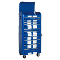 Premier™ Retro Style Topchest, Mid-Box Tool Chest & Rollcab Combination 10 Drawer - Blue with White Stripes