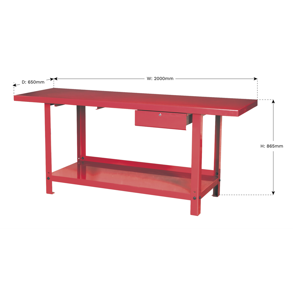 Steel Workbench with Drawer 2m