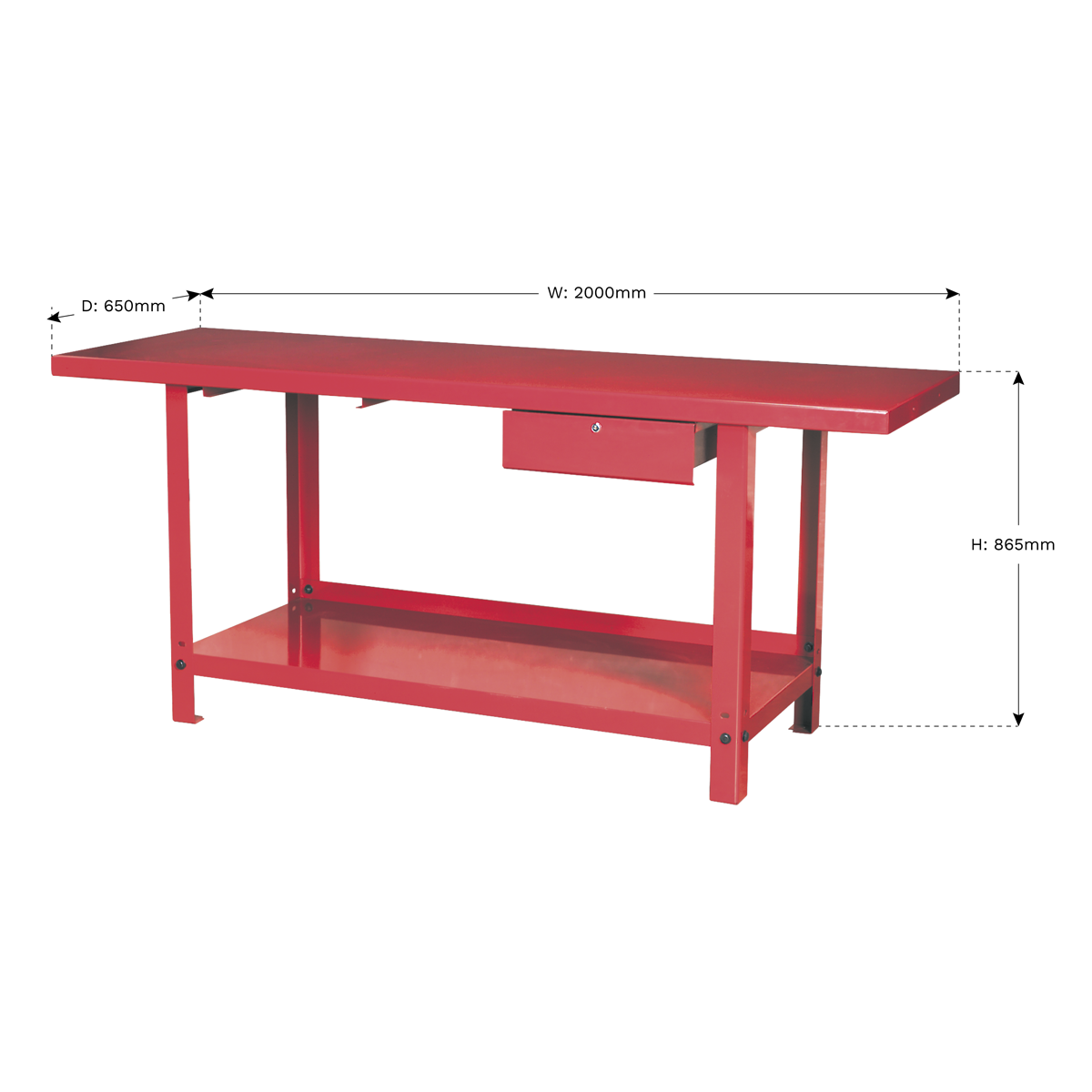 Steel Workbench with Drawer 2m