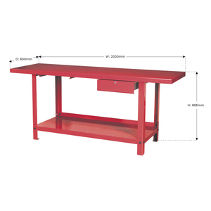 Steel Workbench with Drawer 2m