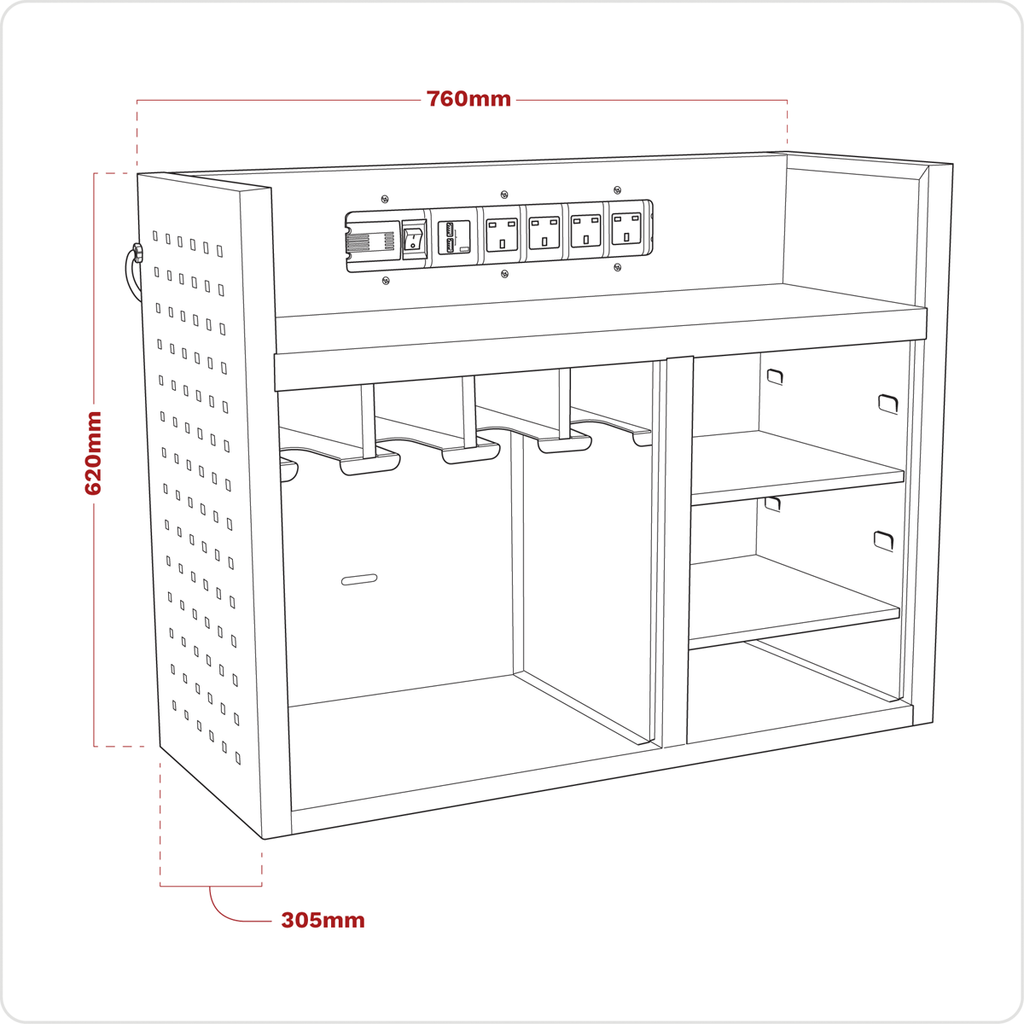 Superline PRO® Black Edition Power Tool Storage Rack with Power Bar (AP30SRBE)
