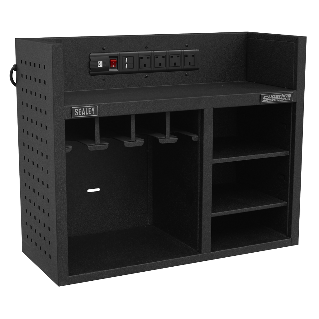 Superline PRO® Black Edition Power Tool Storage Rack with Power Bar (AP30SRBE)