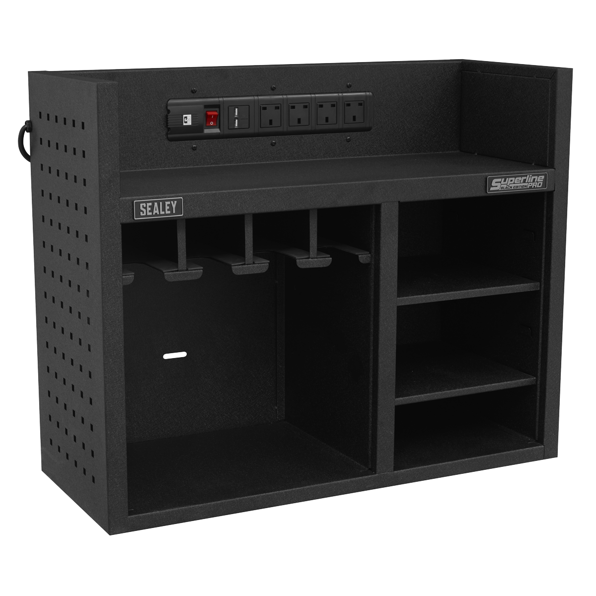 Superline PRO® Black Edition Power Tool Storage Rack with Power Bar (AP30SRBE)