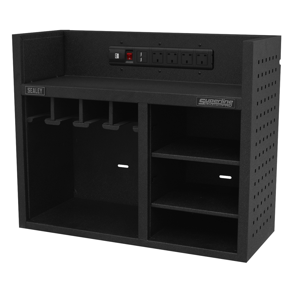 Superline PRO® Black Edition Power Tool Storage Rack with Power Bar (AP30SRBE)