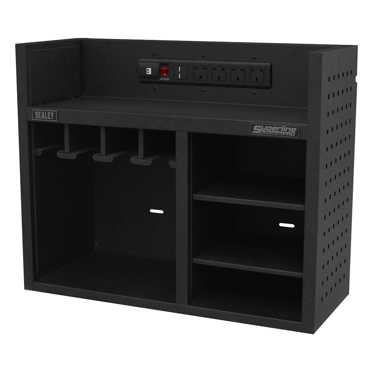 Superline PRO® Black Edition Power Tool Storage Rack with Power Bar (AP30SRBE)