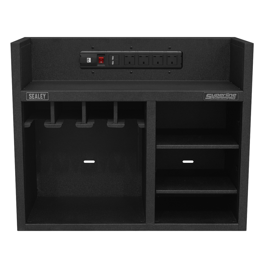 Superline PRO® Black Edition Power Tool Storage Rack with Power Bar (AP30SRBE)