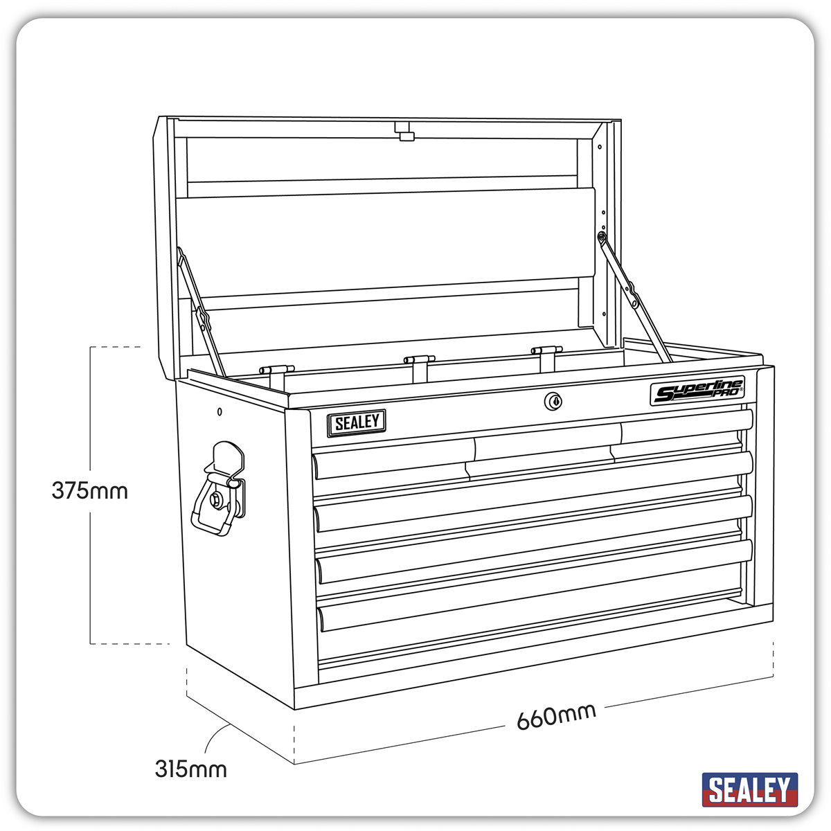 Sealey Superline PRO® Topchest, 6 Drawer, Black