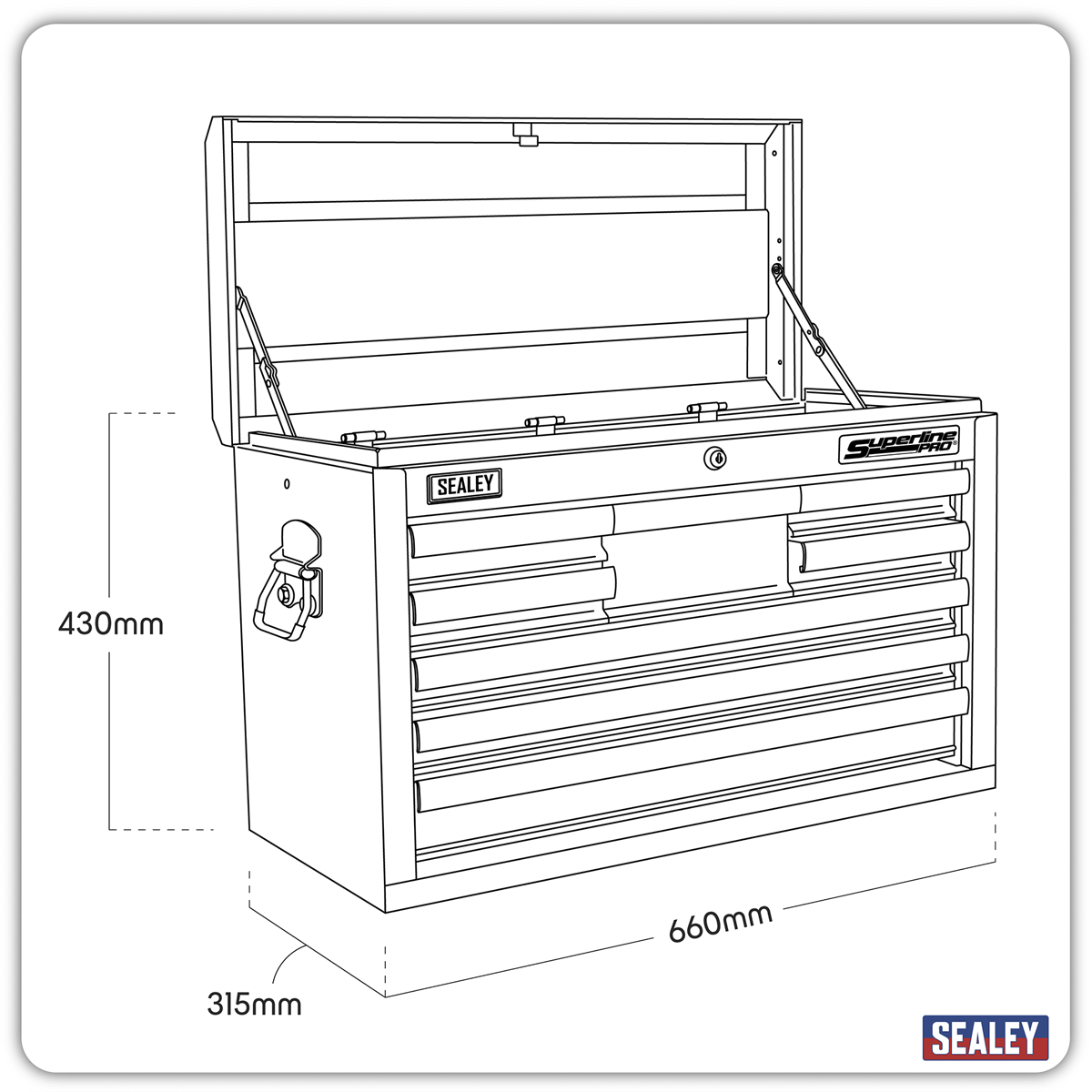 Sealey AP33089 AP33089B Superline PRO® Topchest with Ball-Bearing Slides, 8 Drawer