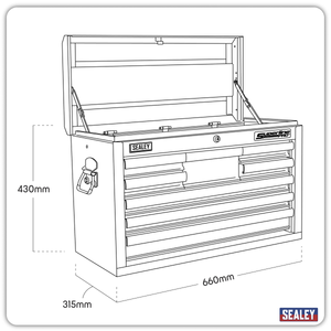 Sealey AP33089 AP33089B Superline PRO® Topchest with Ball-Bearing Slides, 8 Drawer