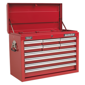 Sealey AP33109 Superline PRO® Topchest with Ball-Bearing Slides, 10 Drawer, Red