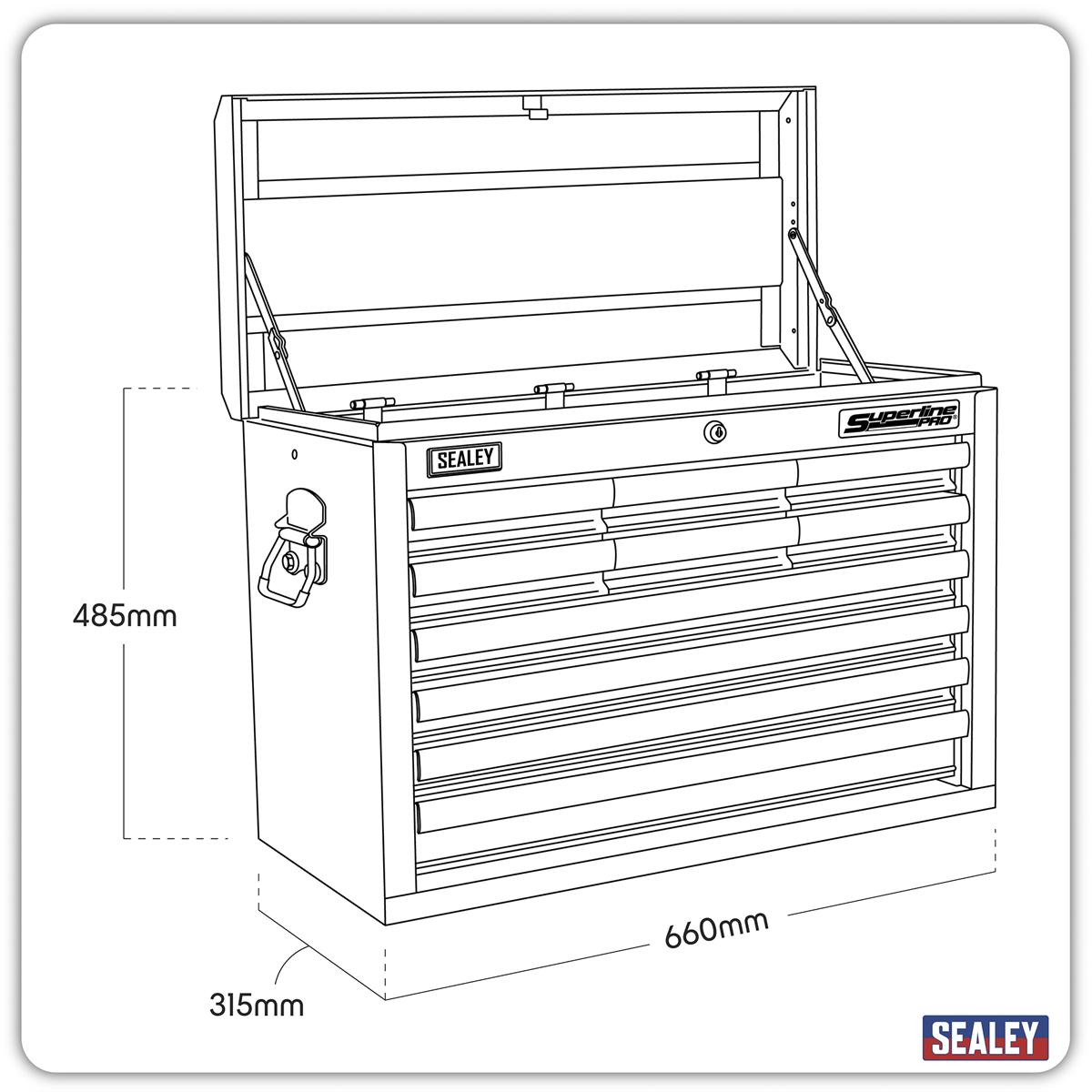 Sealey AP33109 AP33109B Superline PRO® Topchest with Ball-Bearing Slides, 10 Drawer
