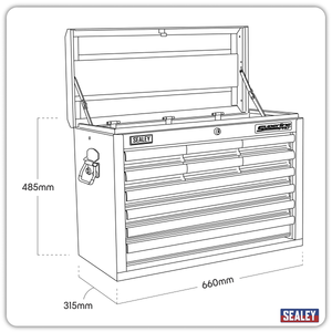 Sealey AP33109 AP33109B Superline PRO® Topchest with Ball-Bearing Slides, 10 Drawer