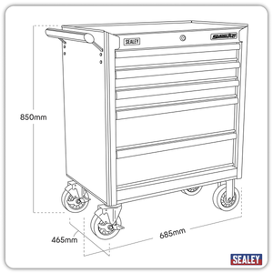 Sealey AP33459 AP33459B Superline PRO® Rollcab with Ball-Bearing Slides, 5 Drawer