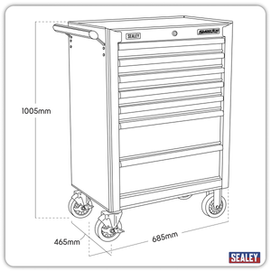 Sealey AP33479 AP33479B Superline PRO® Rollcab with Ball-Bearing Slides, 7 Drawer