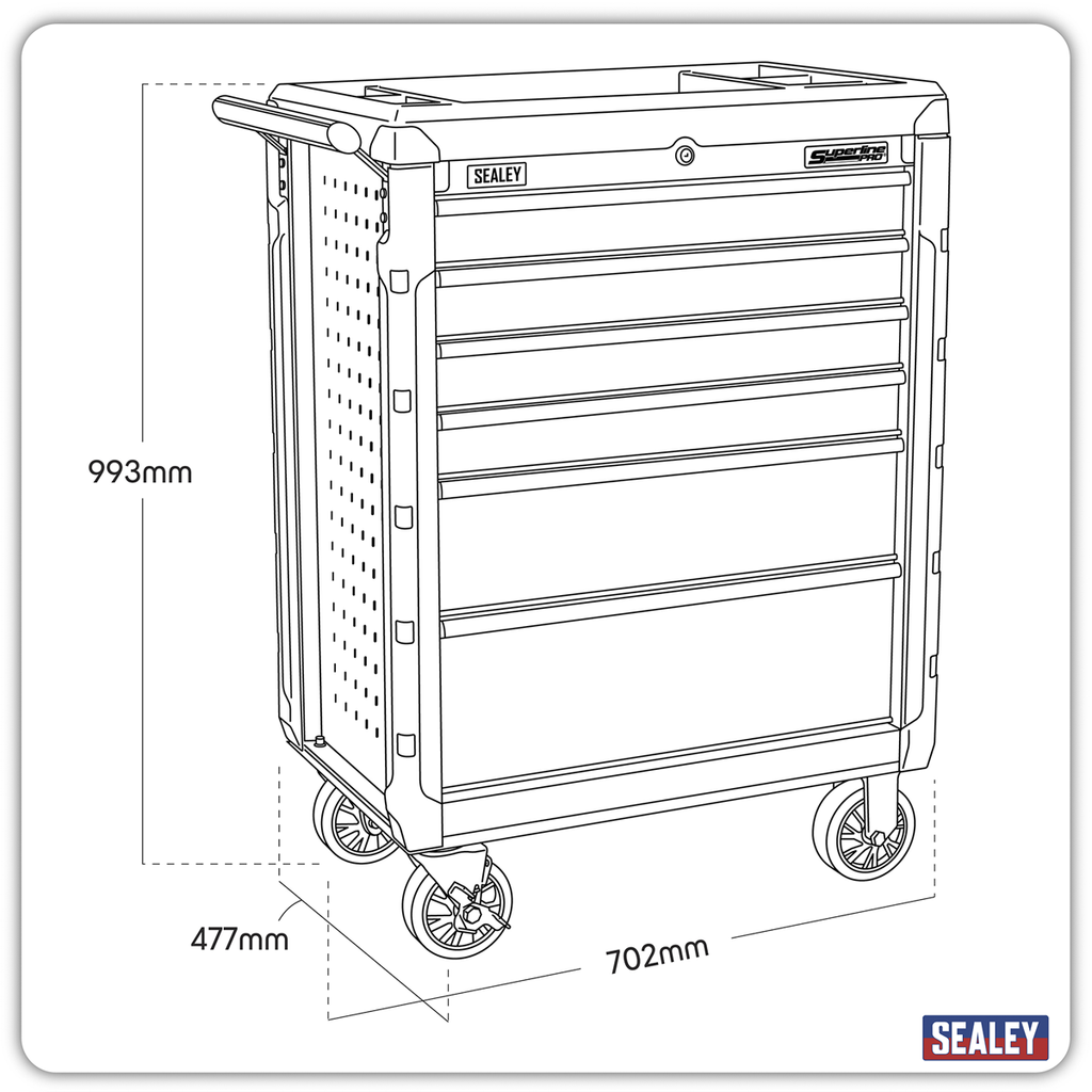 Superline PRO® Rollcab, 6 Drawer, Red (AP3406)