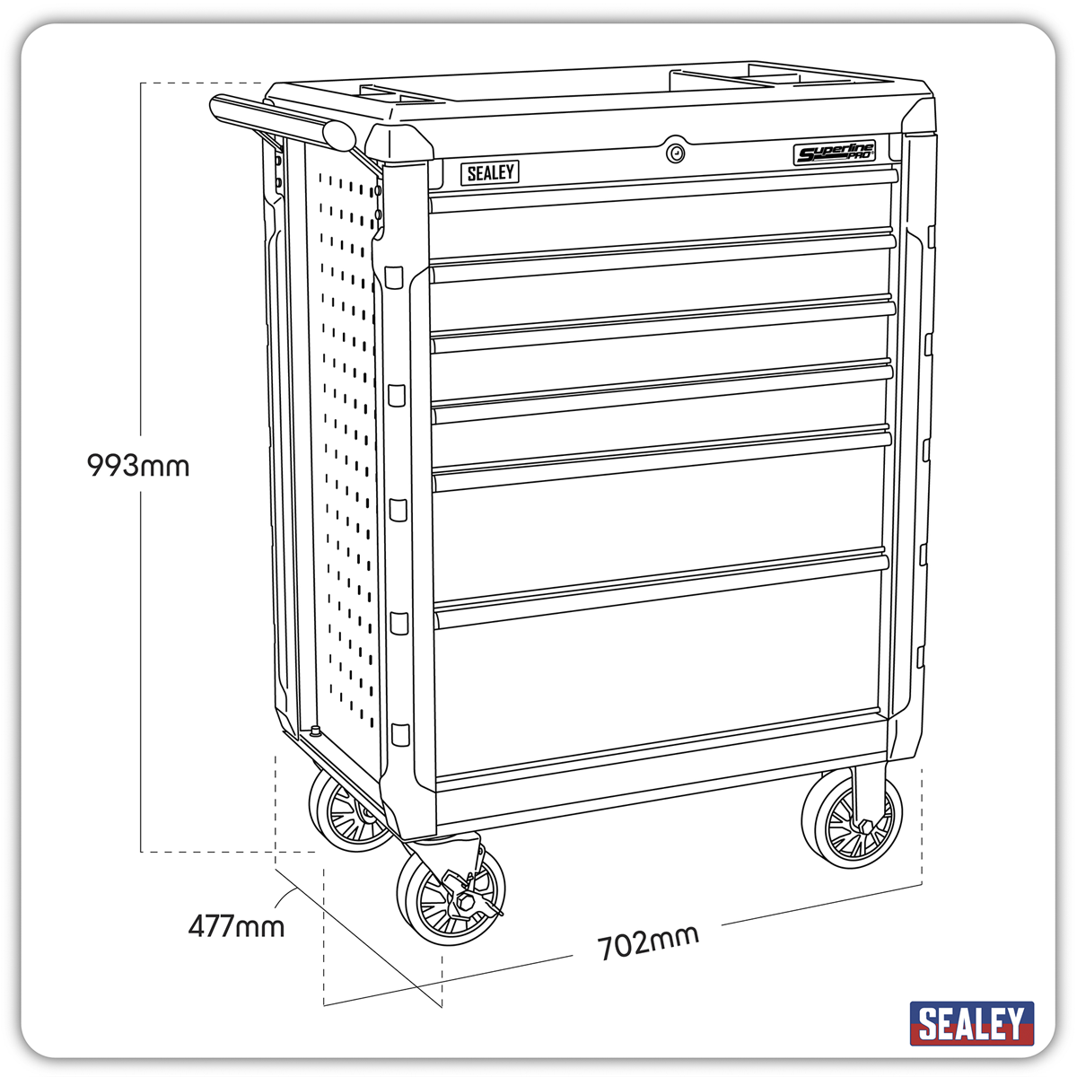 Superline PRO® Rollcab, 6 Drawer, Red (AP3406)