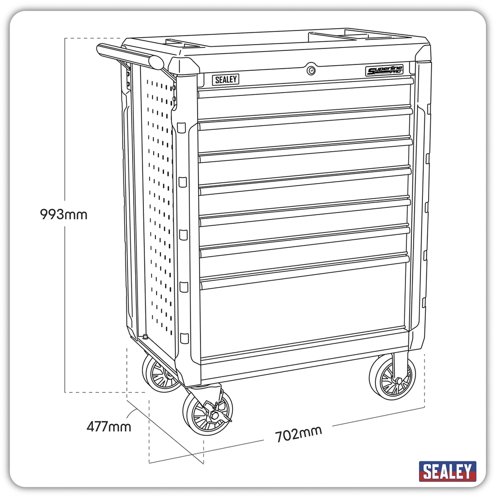 Superline PRO® Rollcab, 7 Drawer, Red (AP3407)