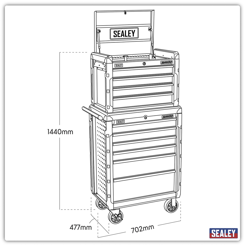 Superline PRO® Topchest & Rollcab Combination, 10 Drawer, Red (AP3410STACK)