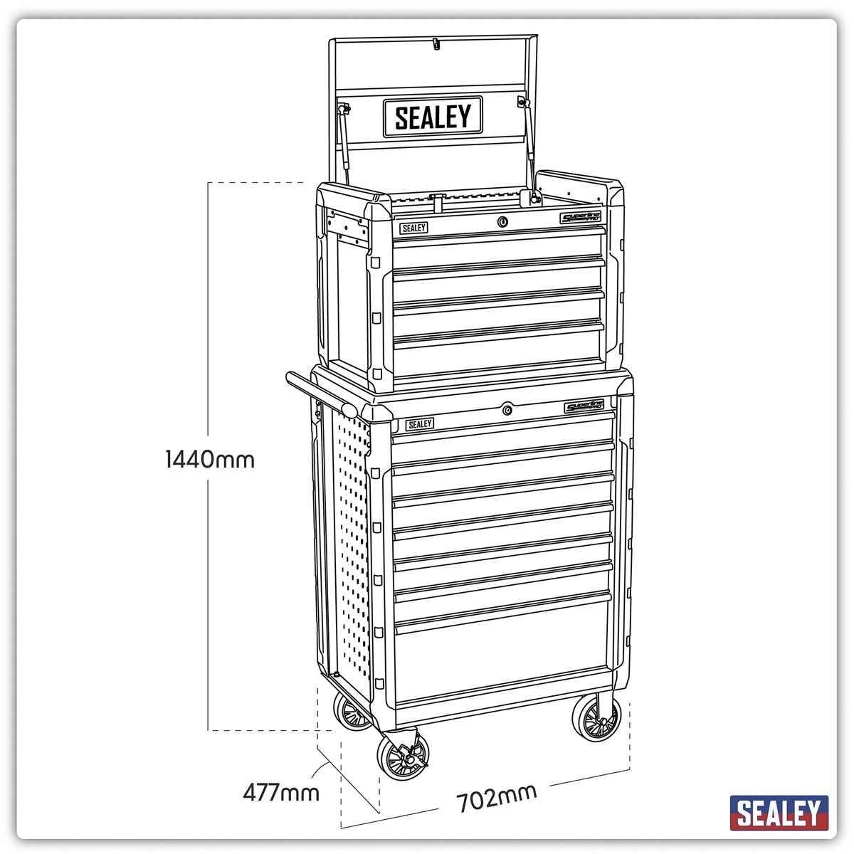 Superline PRO® Topchest & Rollcab Combination, 11 Drawer, Red (AP3411STACK)