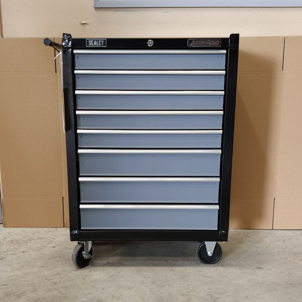 American PRO® Rollcab, 8 Drawer, Black/Grey (AP3508TB)