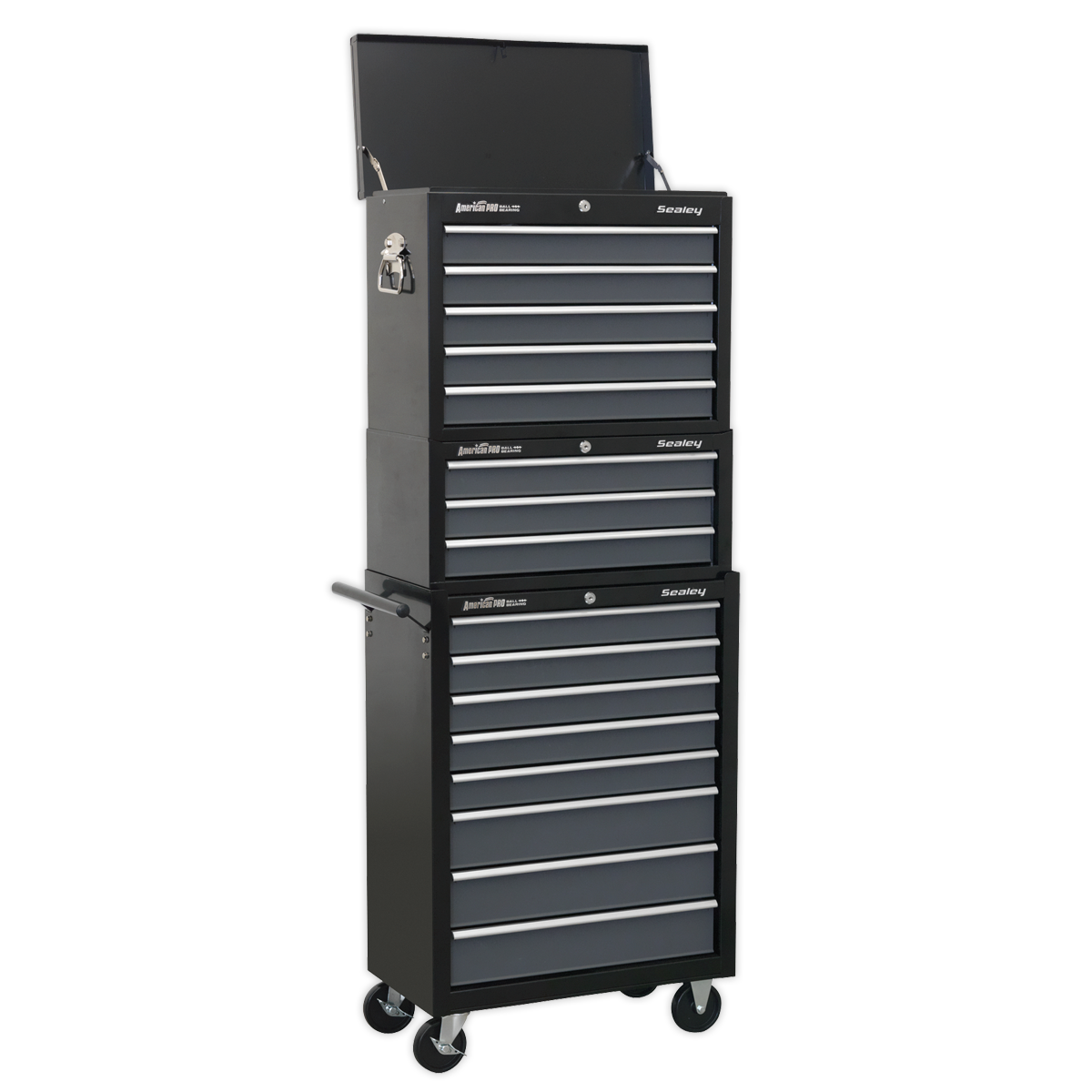 American PRO® Tool Chest Combination 16 Drawer - Black/Grey