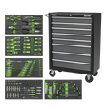 Rollcab 8 Drawer with 145pc Tool Kit - Black/Grey