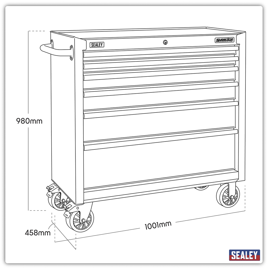 Superline PRO® Black Edition Rollcab 915mm, 6 Drawer (AP3606BE)