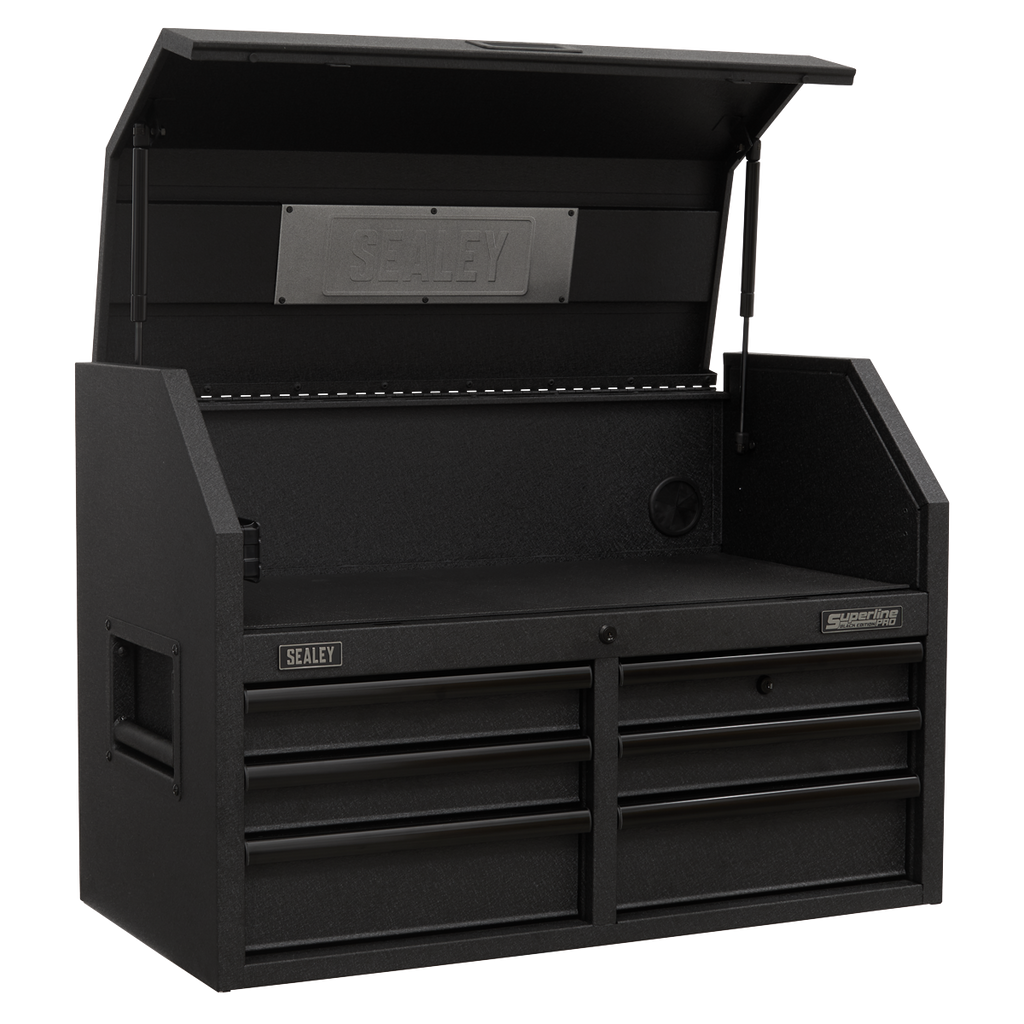 Superline PRO® Black Edition Topchest with 6 Soft Close Drawers & Power Strip 910mm