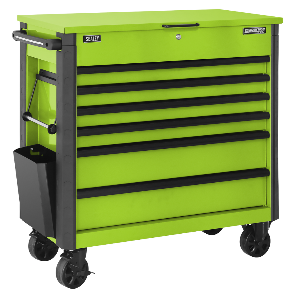 Sealey AP366HV Superline PRO® Tool Trolley with Ball-Bearing Slides, 6 Drawer, Green