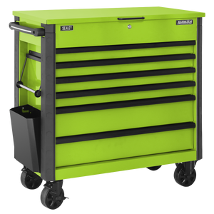 Sealey AP366HV Superline PRO® Tool Trolley with Ball-Bearing Slides, 6 Drawer, Green